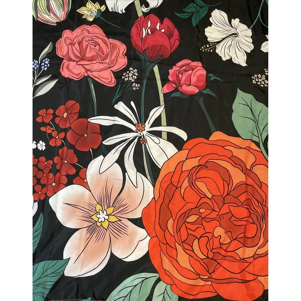 Vintage Boho Shower Curtain Retro Floral 70